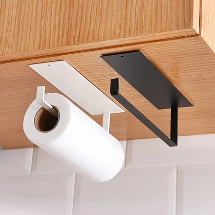 1pc Kitchen Carbon Steel Paper Towel Holder, No Punch Paper Towel Holder, Household Paper Hanger, Storage Rack 22*6*7.5cm/2.95*8.66*2.36in